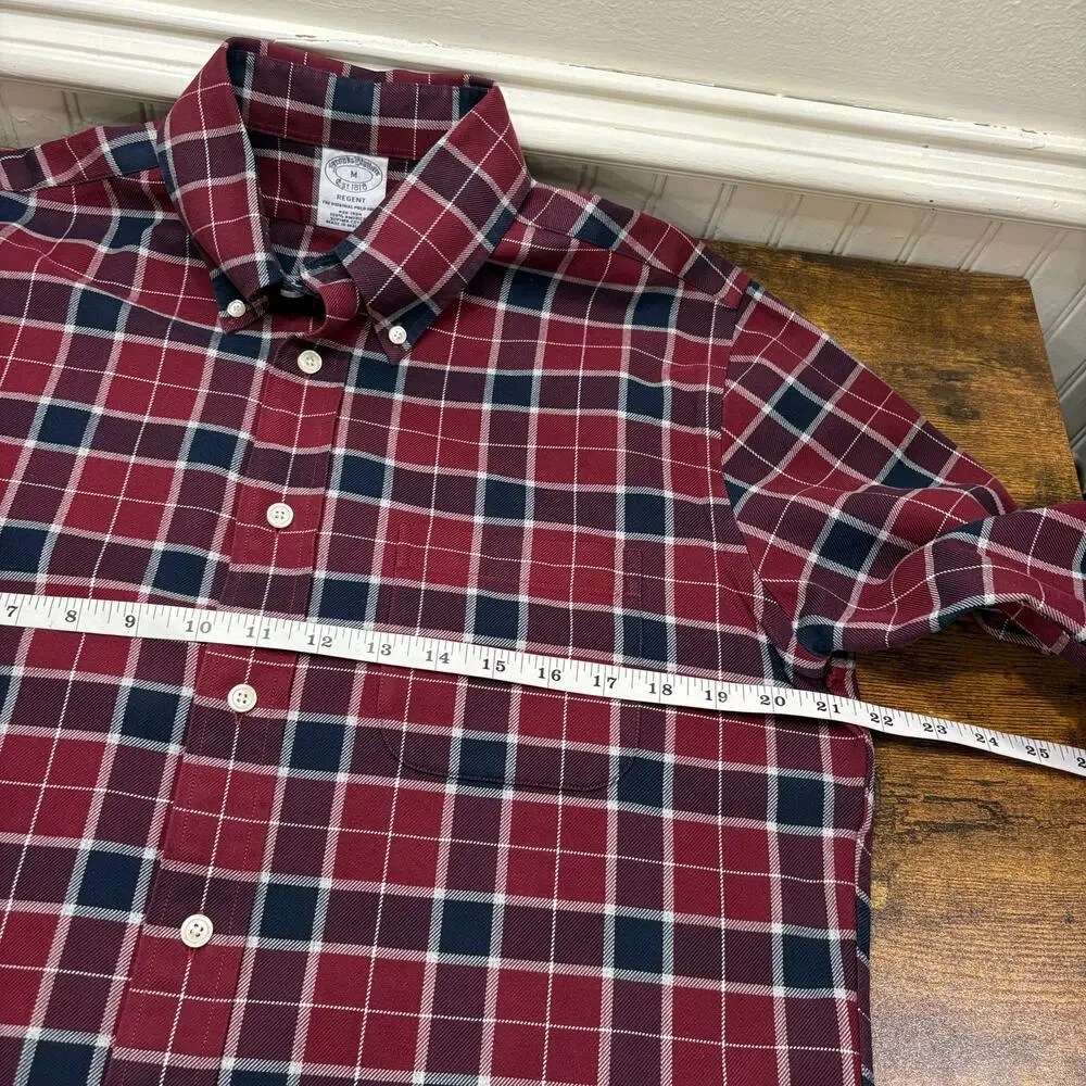 Brooks Brothers‎ Mens Size M Regent Shirt Button Up Plaid Non Iron Supima Cotton